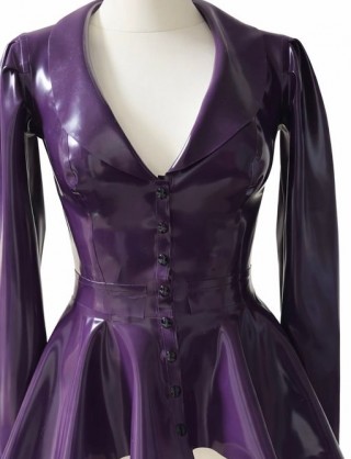 Latex Jacke mit Puffärmeln, Schalkragen & Volant-Schoesschen